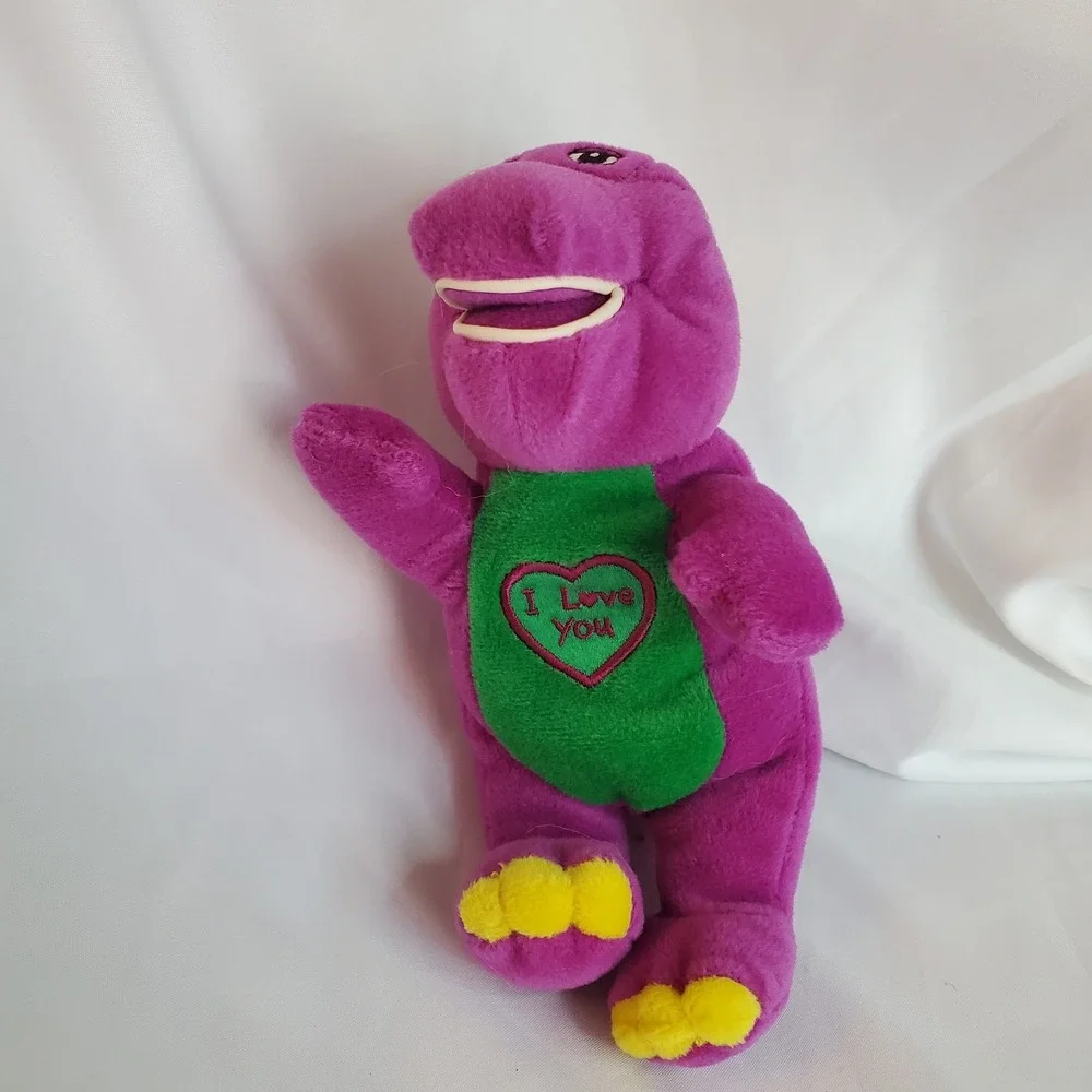 Vintage‎ Barney Plush animal. I love you heart on chest Beanbag Stuffed NO SOUND